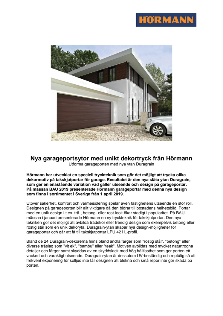 Nya garageportsytor med unikt dekortryck från Hörmann 