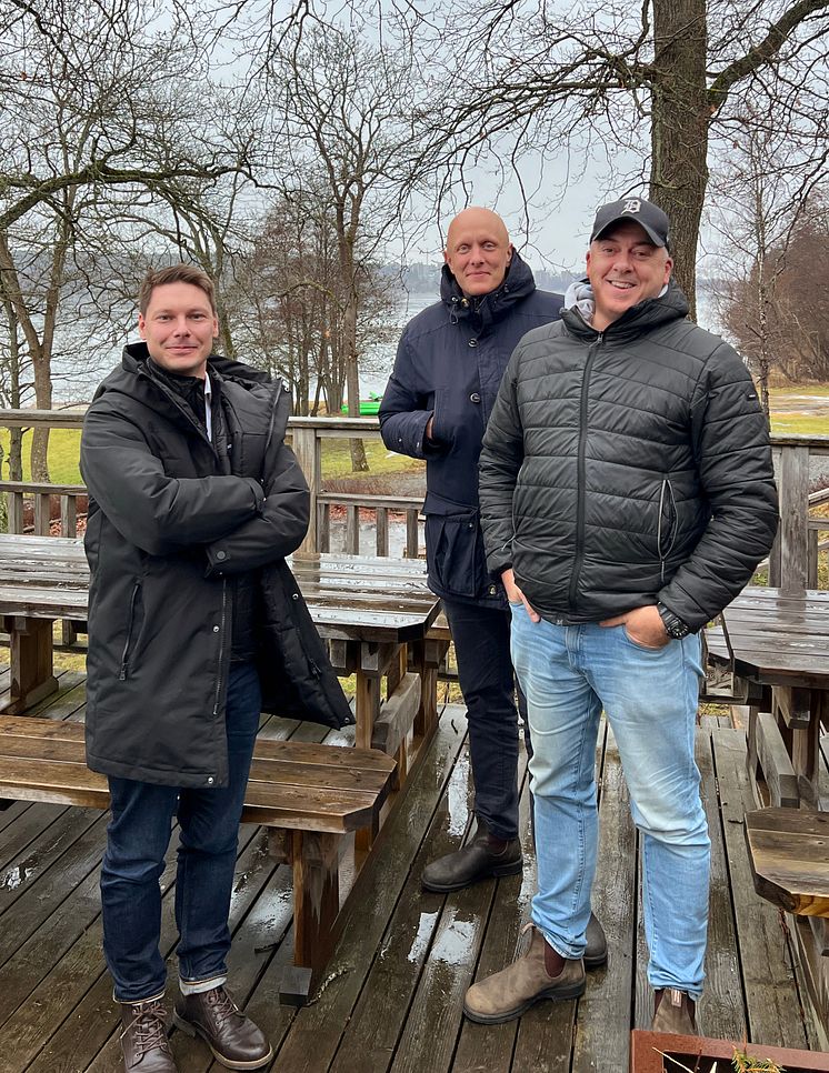 Från Vänster Jonas Berglund från Albinsson & Sjöberg Martin Stober och Kristoffer Sundlin från Overland Group AB.jpeg