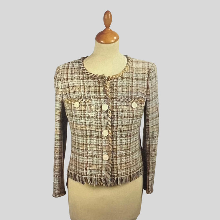 CHANEL MULTI-COLOURED SHORT TWEED JACKET