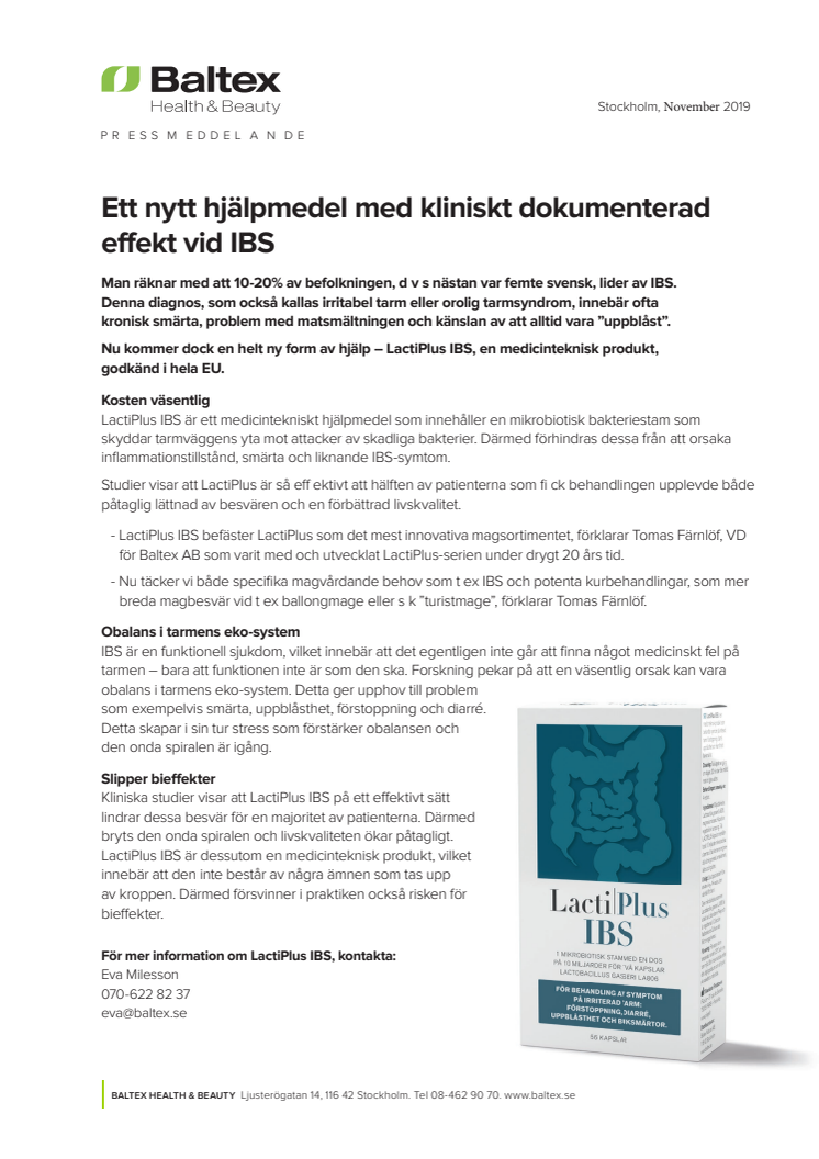 Ett nytt hjälpmedel med kliniskt dokumenterad effekt vid IBS
