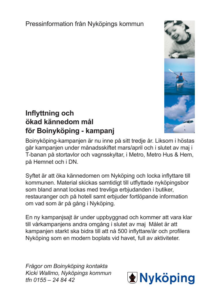 Inflyttning och ökad kännedom mål för Boinyköping - kampanj