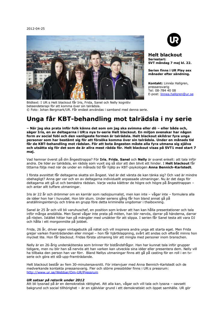 Unga får KBT-behandling mot talrädsla i ny serie