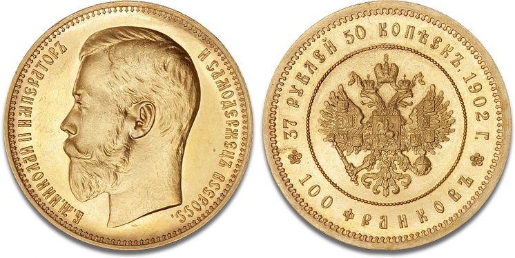 Kejser Nikolaj II's sjældne guldmønt
