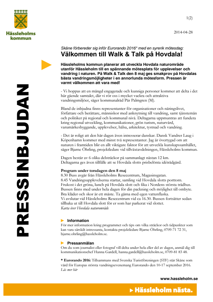 Välkommen till Walk & Talk på Hovdala!