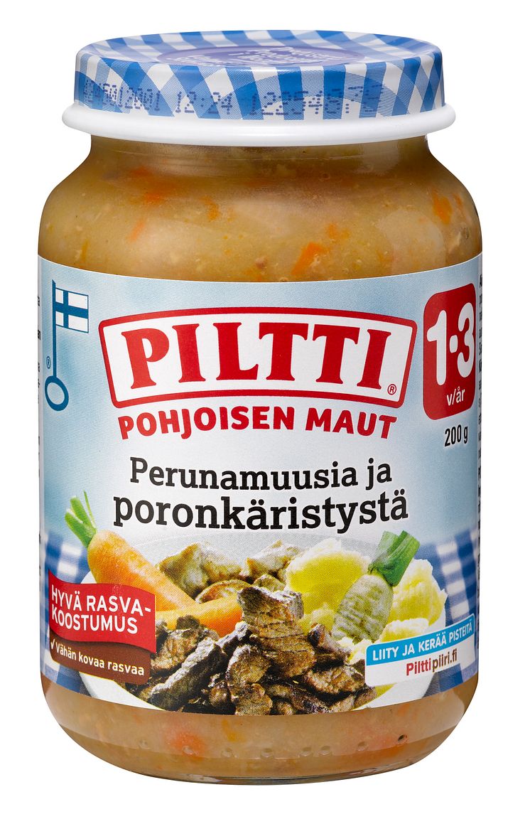 Piltti Pohjoisen Maut: Perunamuusia ja poronkäristystä, 1-3 v.