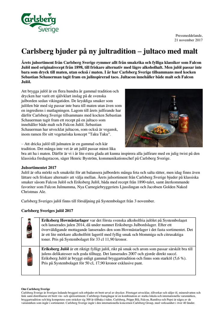Carlsberg bjuder på ny jultradition – jultaco med malt 