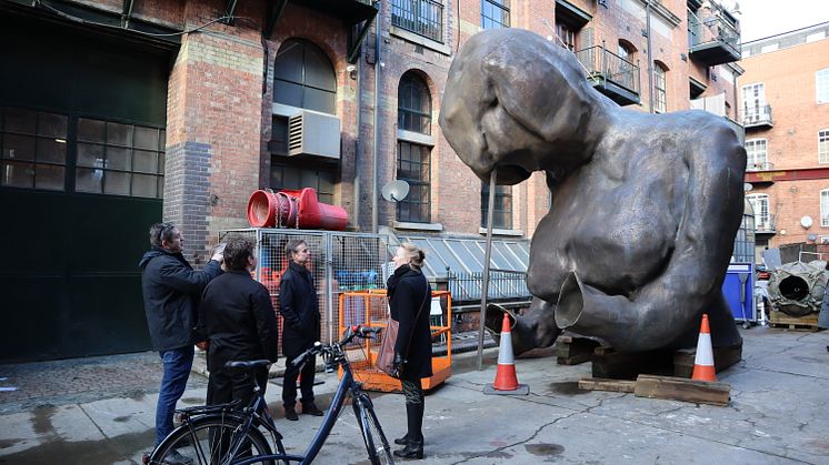 Torso and head of the 9 metres tall sculpture in London