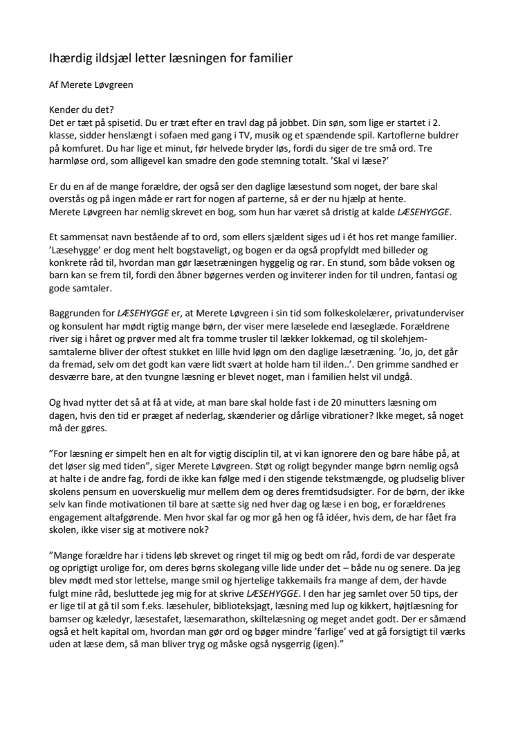 Ihærdig ildsjæl letter læsningen for familier