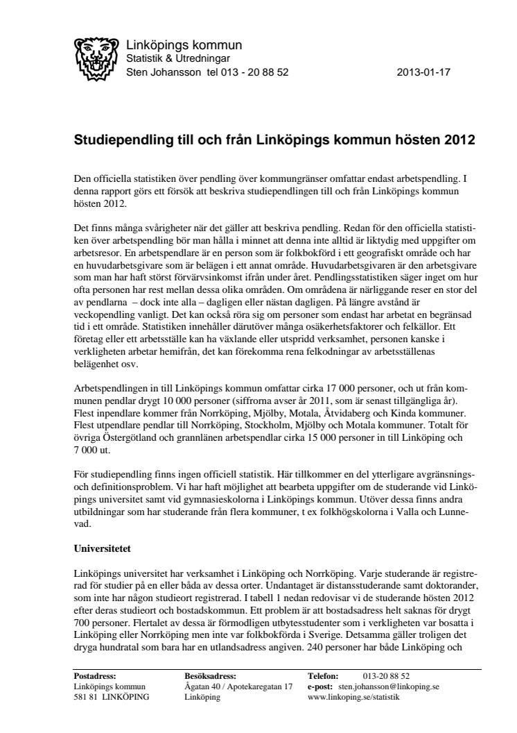 Studiependling 2012 rapport från LK Statistik & Utredningar