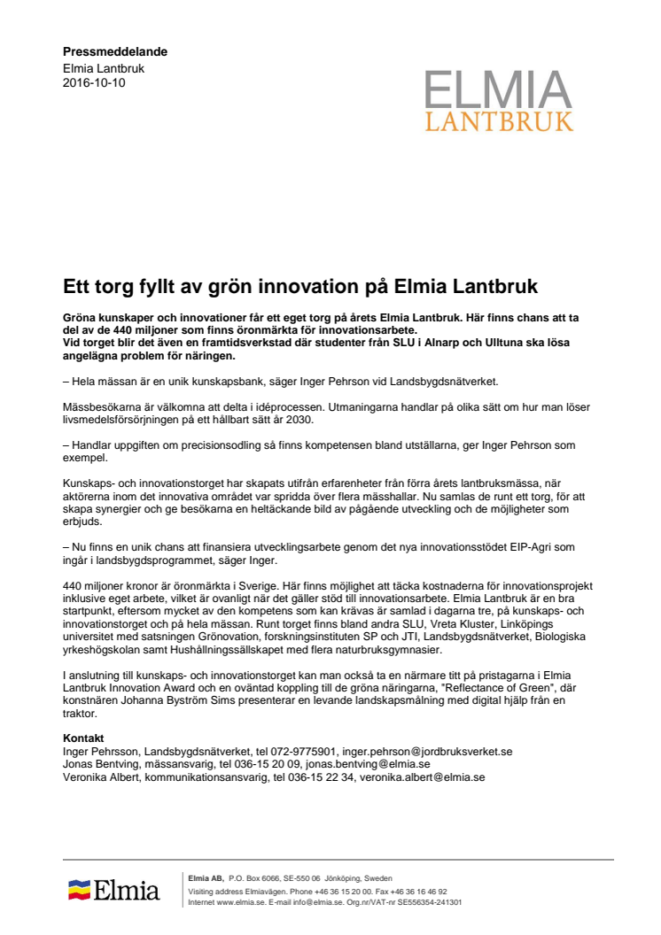 Ett torg fyllt av grön innovation på Elmia Lantbruk