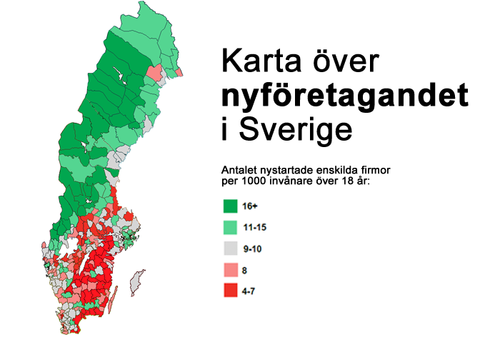 Karta över nyföretagandet i Sverige