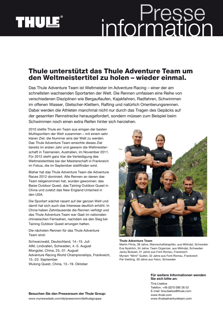 Thule unterstützt das Thule Adventure Team um den Weltmeistertitel zu holen – wieder einmal.