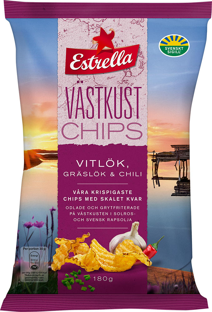 Estrella Västkustchips Vitlök, Gräslök & Chili 