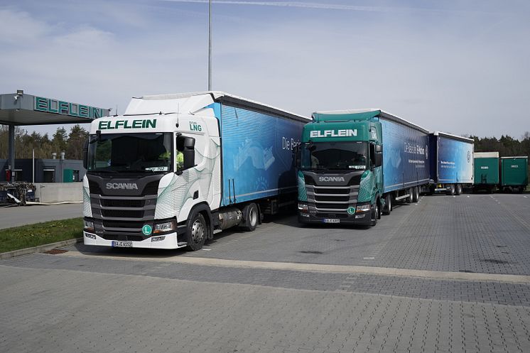 Transport- und Logistikspezialist Elflein setzt auf LNG-Fahrzeuge von Scania.