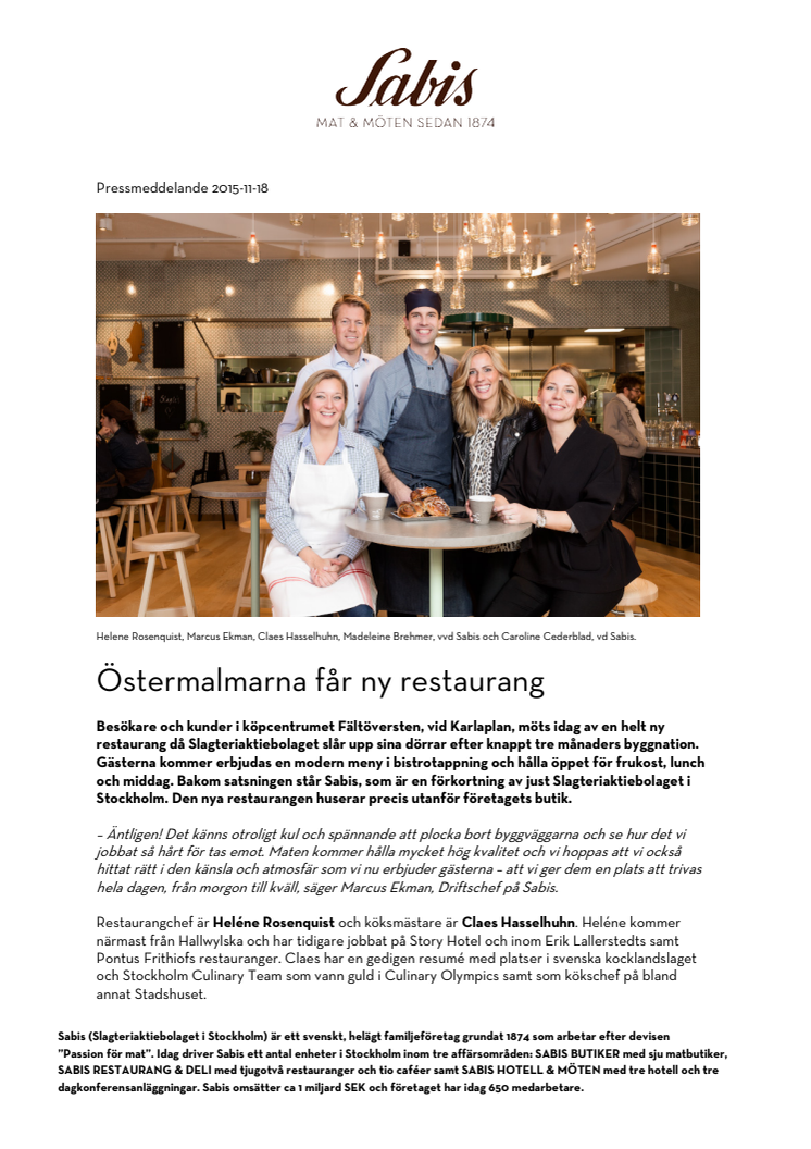 Östermalmarna får ny restaurang