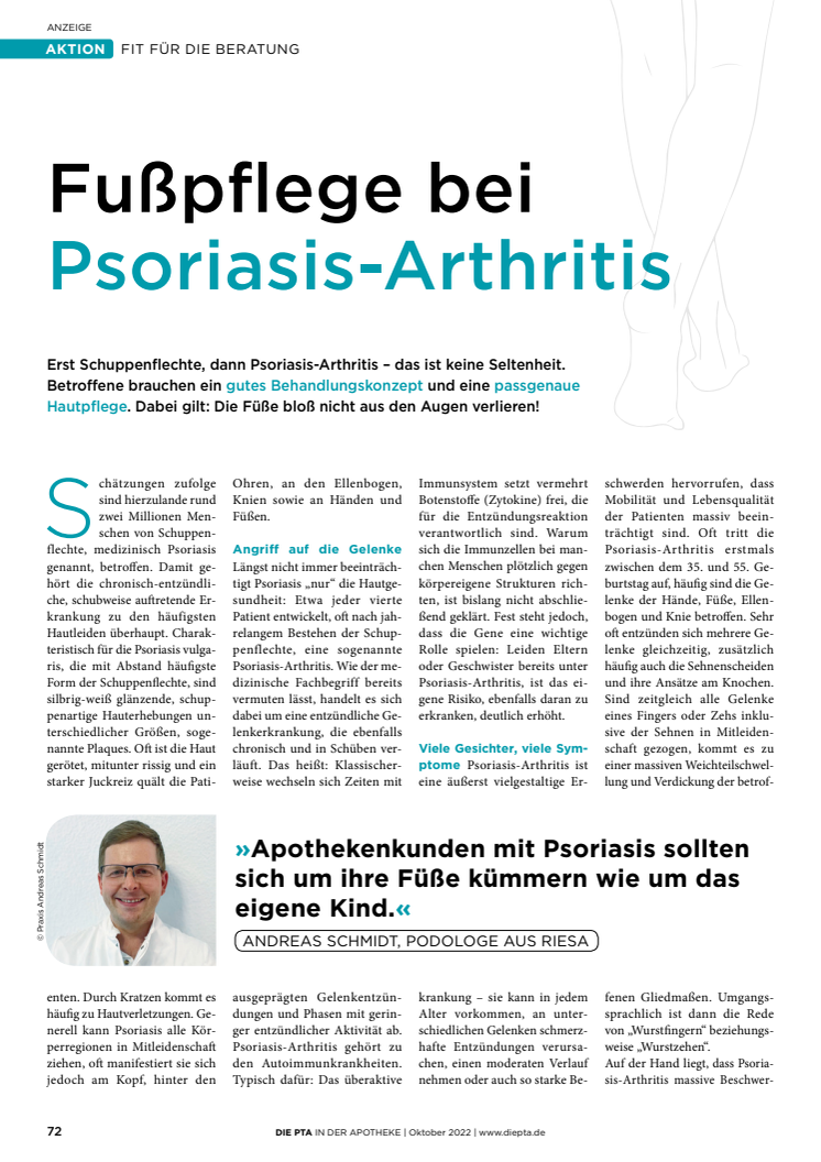 Fußpflege bei Psoriasis- Arthritis