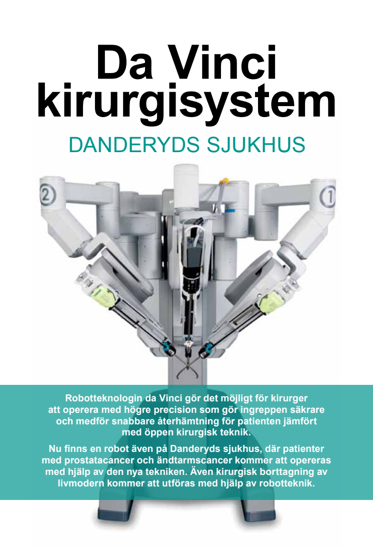 Broschyr om robotassisterad kirurgi och användningsområden på Danderyds sjukhus