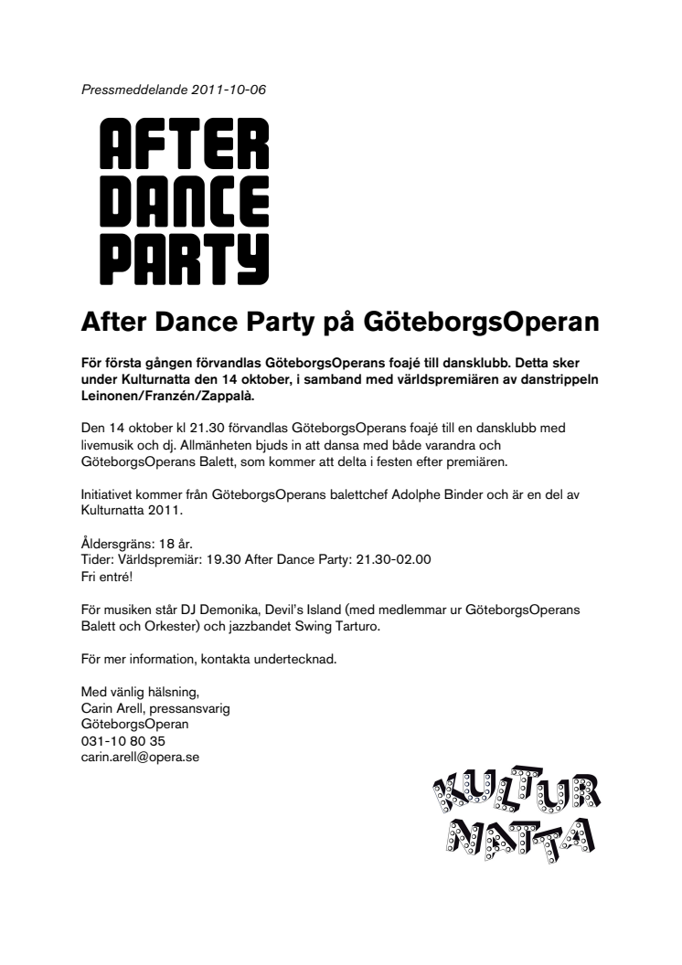 After Dance Party på GöteborgsOperan