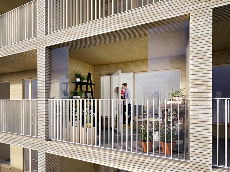 Generösa balkonger som kan glasas in och användas för stadsodling