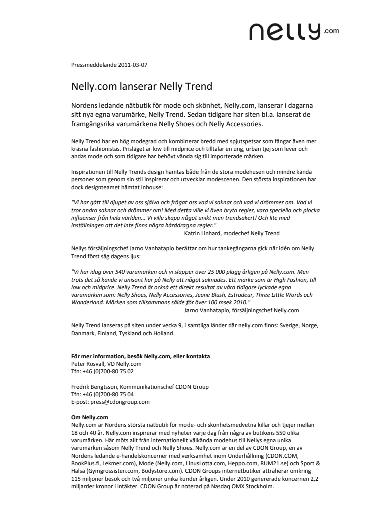 Nelly.com lanserar Nelly Trend