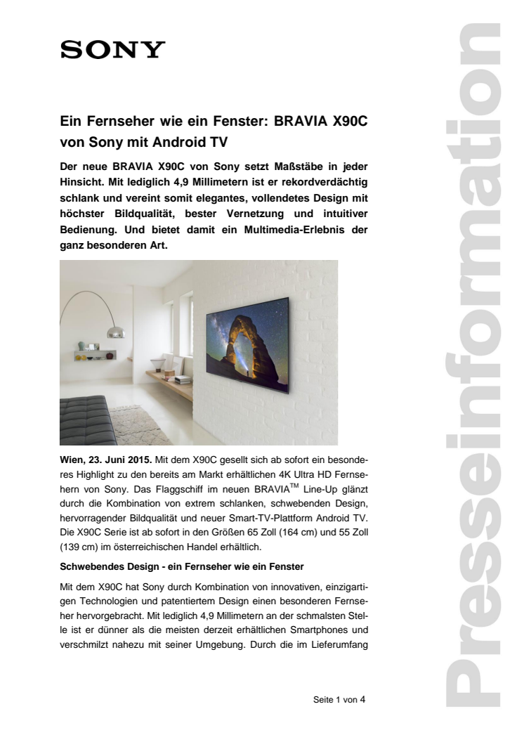 Ein Fernseher wie ein Fenster: BRAVIA X90C von Sony mit Android TV