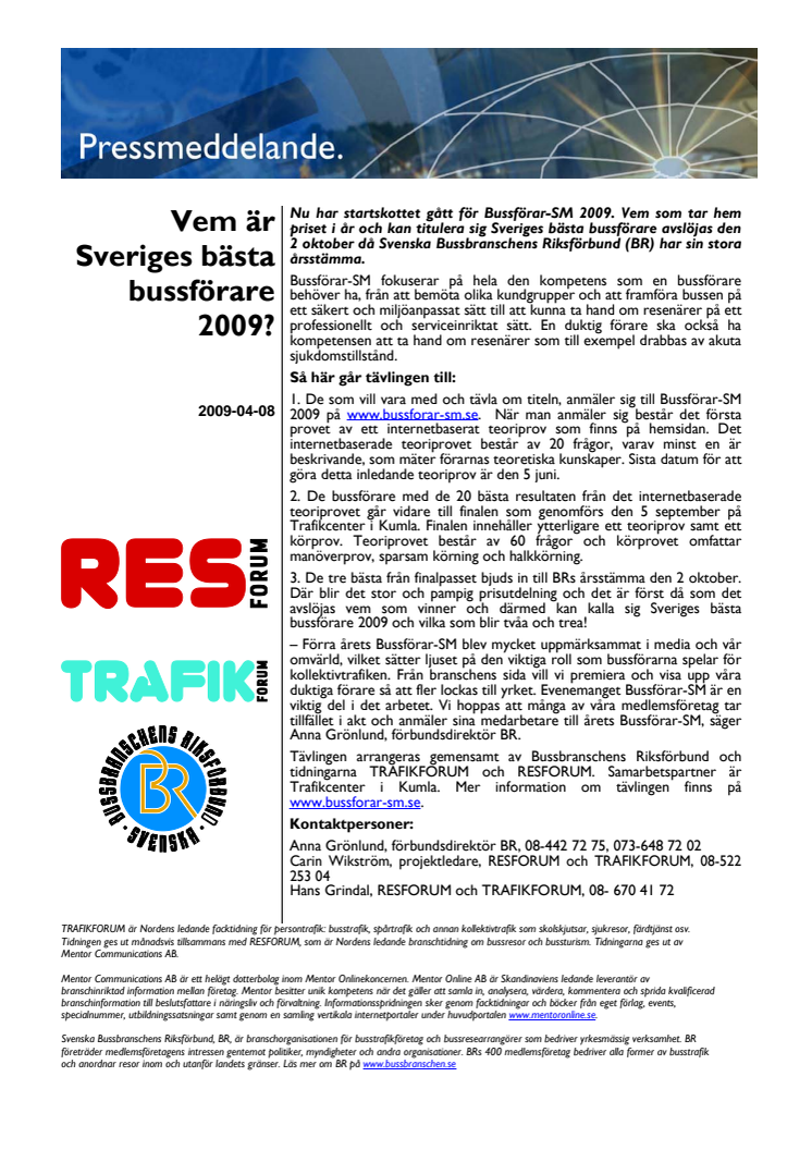 Vem är Sveriges bästa bussförare 2009?