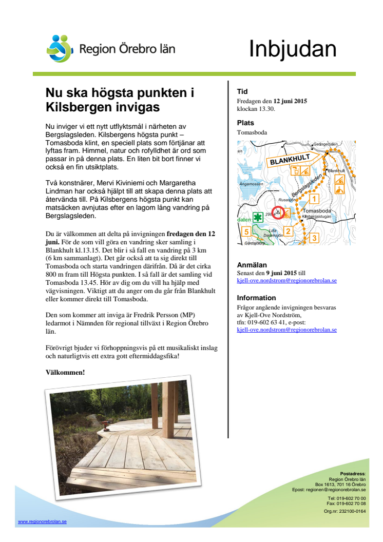 Invigning av Kilsbergens högsta punkt - Tomasbodahöjden - som utflyktsmål