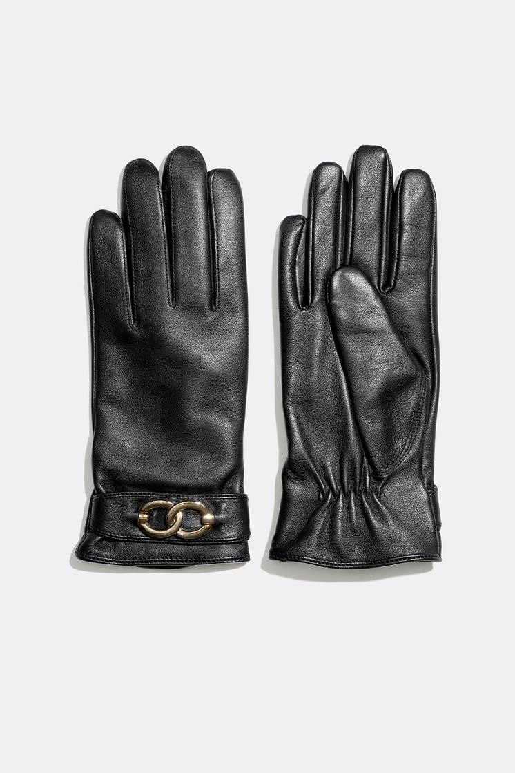 Leather Gloves with Chunky Chain