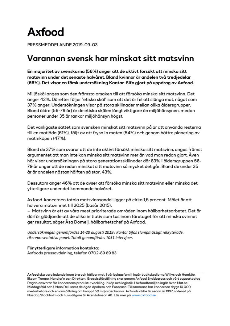 Varannan svensk har minskat sitt matsvinn