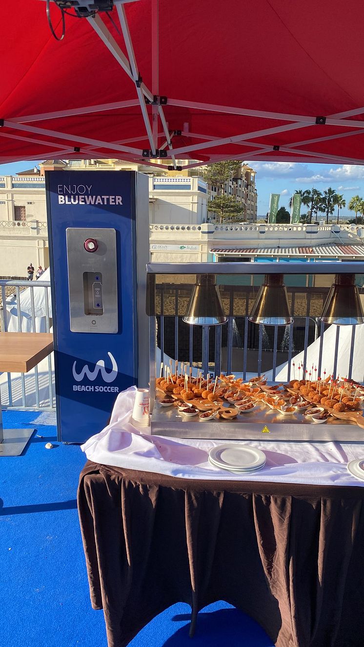 Bluewater event water station  in VIP area at World Beach Games Andulusia