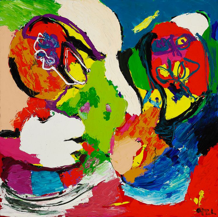 Karel Appel: "Landschappelijke mensen", 1974. Sold for: DKK 480.000 (EUR 84,000 including buyer’s premium).