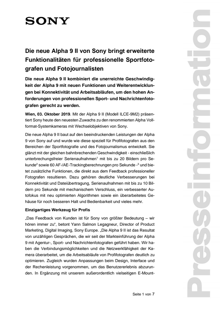 Die neue Alpha 9 II von Sony bringt erweiterte Funktionalitäten für professionelle Sportfotografen und Fotojournalisten