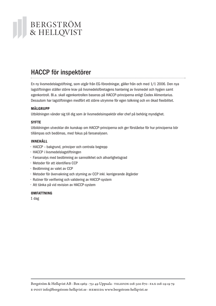 HACCP för inspektörer