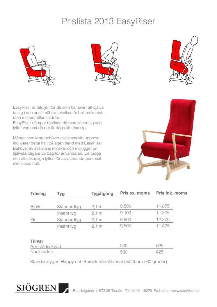 AB O.H Sjögren visar stolen SeatUp & Easyriser på Hjälpmedelsmässan i Linköping 15-16 maj
