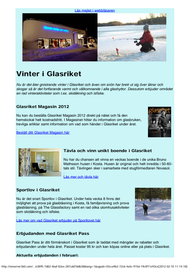 Glasrikets Nyhetsbrev februari 2012