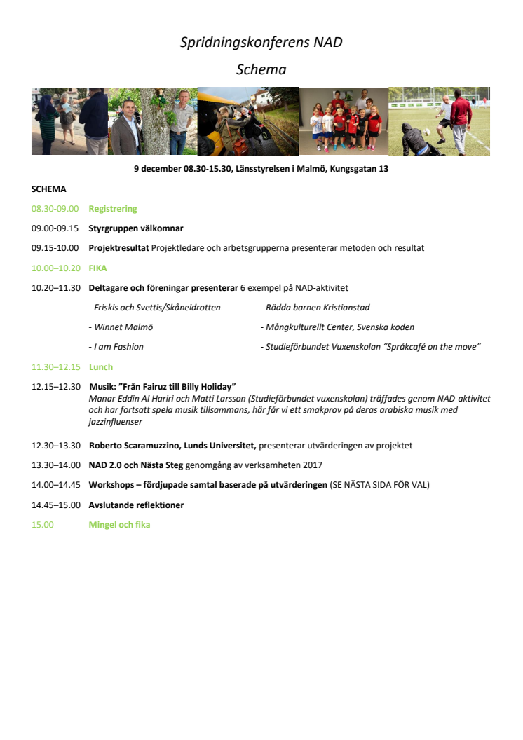 Program för konferensen 9 december
