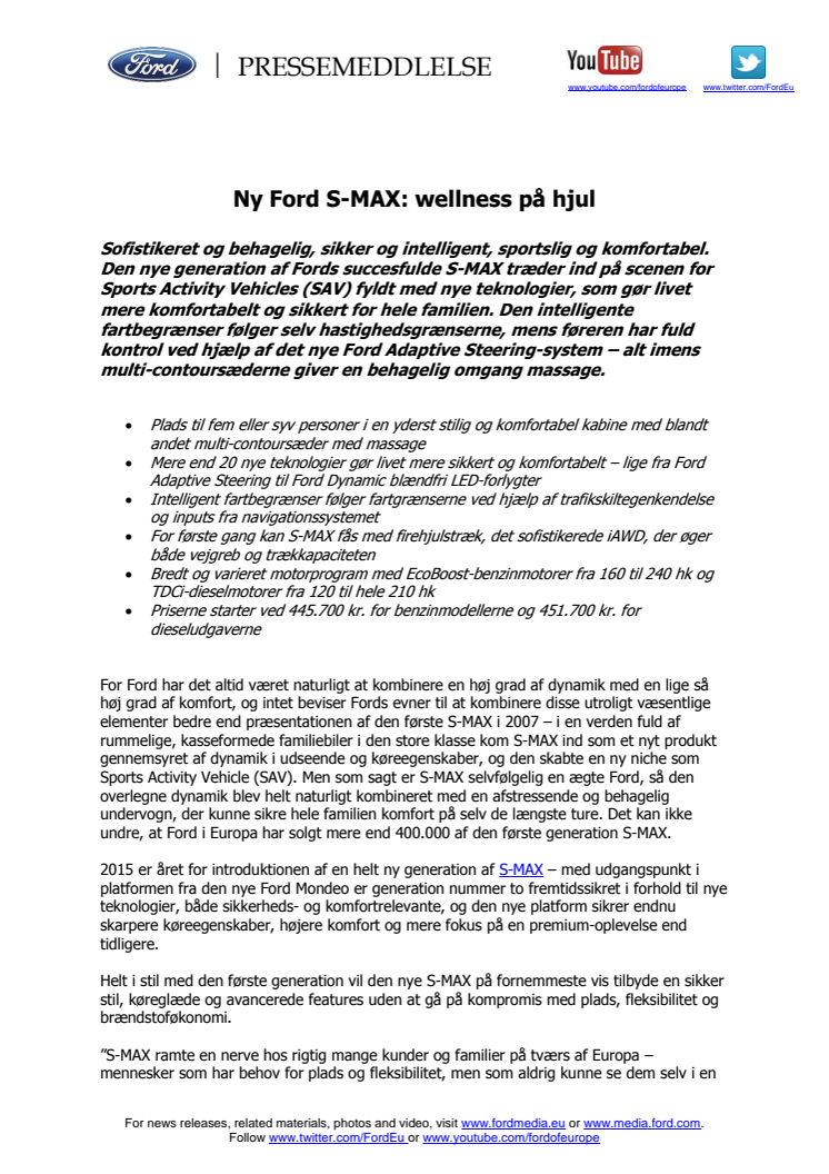 Ny Ford S-MAX: wellness på hjul 