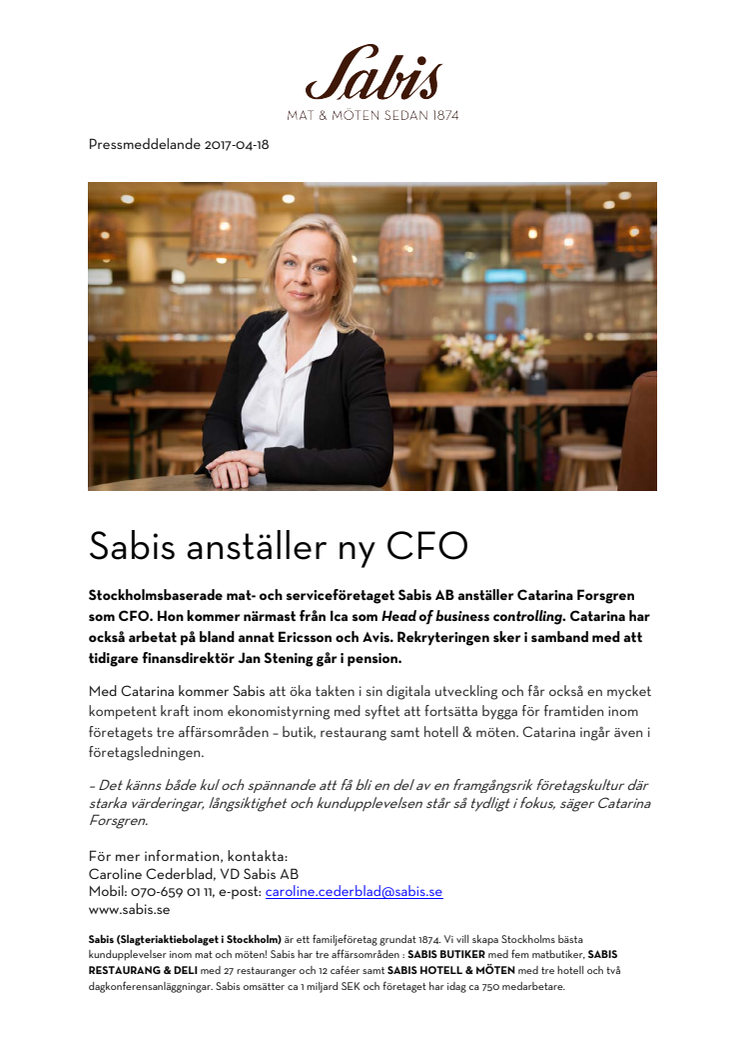 Sabis anställer ny CFO