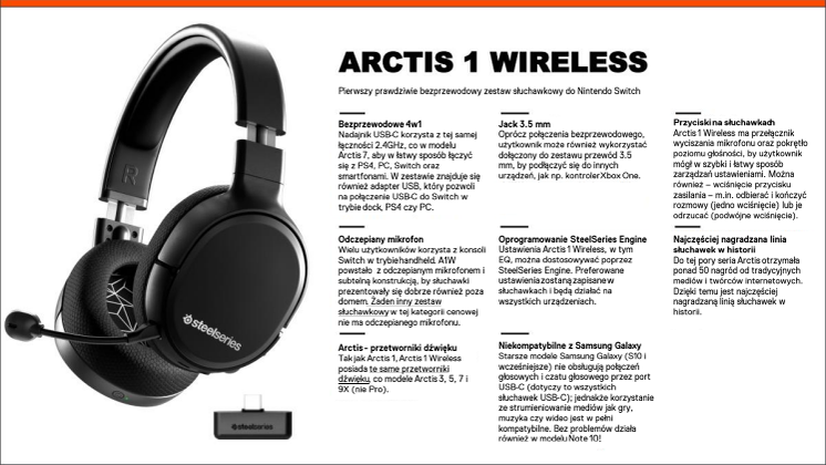 Najważniejsze funkcje Arctis 1 Wireless