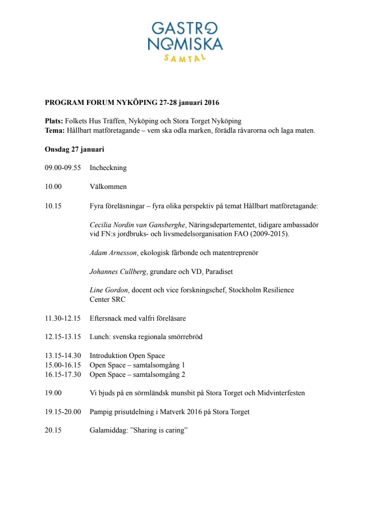 Program Forum Nyköping 2016