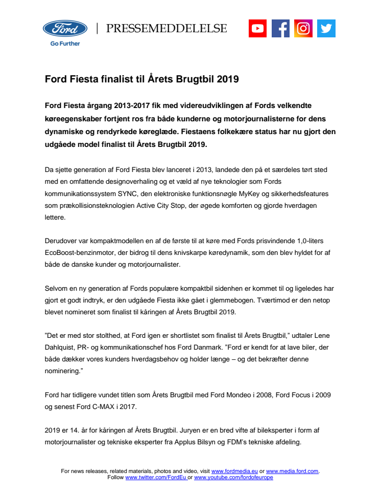 Ford Fiesta finalist til Årets Brugtbil 2019