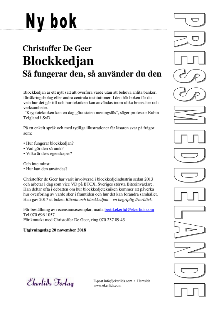 Ny bok: Blockkedjan - så fungerar den, så använder du den
