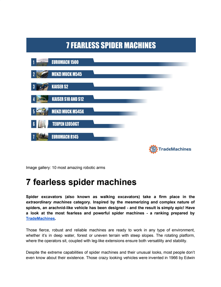 7 fearless spider machines