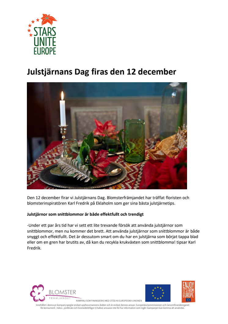 Julstjärnans Dag firas den 12 december