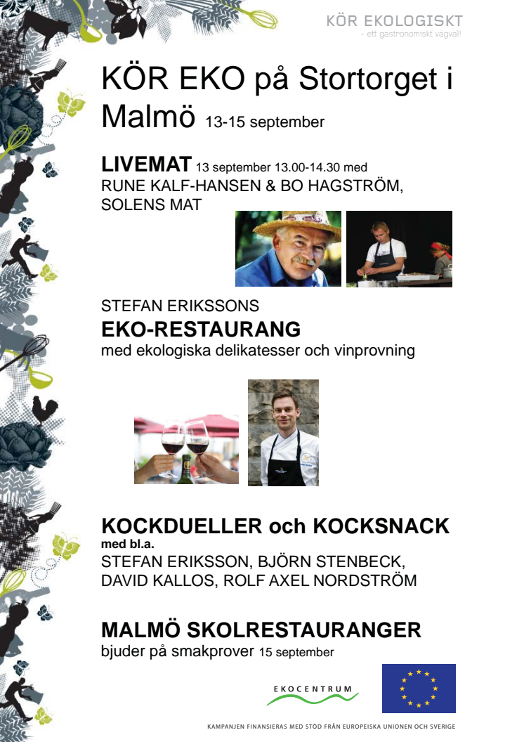 Live-mat, ekorestaurang och kockdueller i Malmö 13-15/9