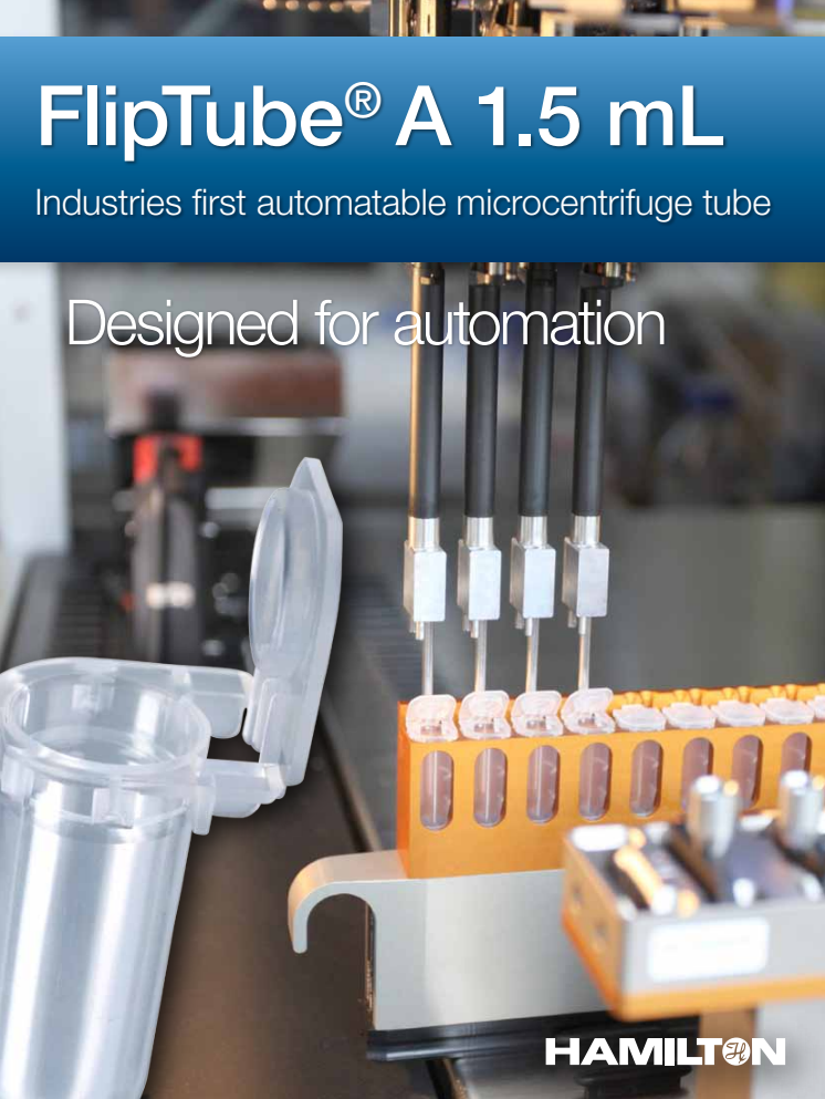 FlipTube® A 1.5 mL Industries first automatable microcentrifuge tube