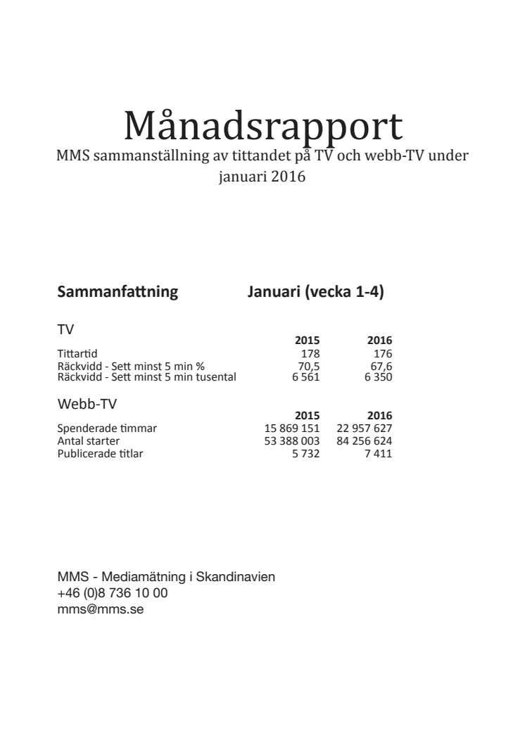 MMS månadsrapport januari 2016