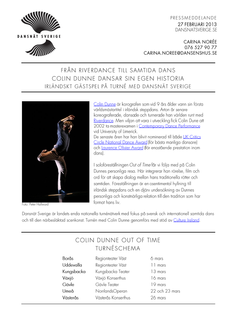 Från Riverdance till samtida dans - Colin Dunne dansar sin egen historia