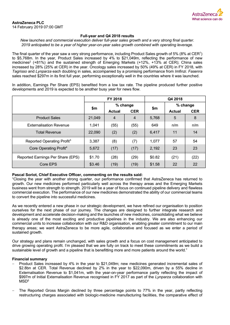 Full-year and Q4 2018 results