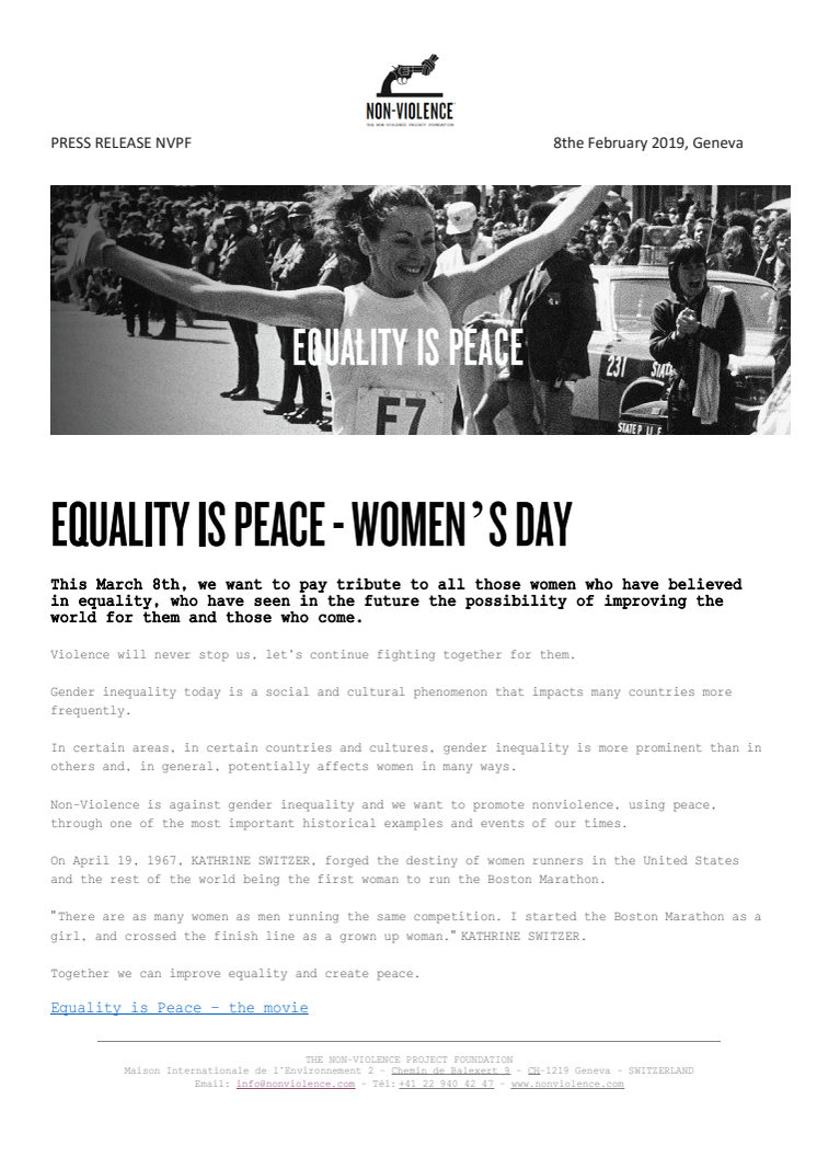 Equality is Peace - International Women's Day